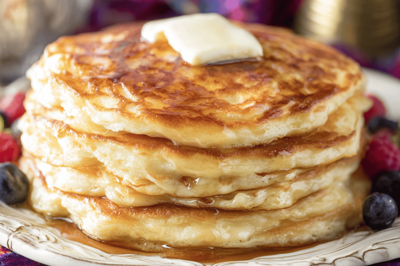 Fluffy buttermilk pancakes are a breakfast classic that everyone loves. Perfect with maple syrup! 🥞☀️