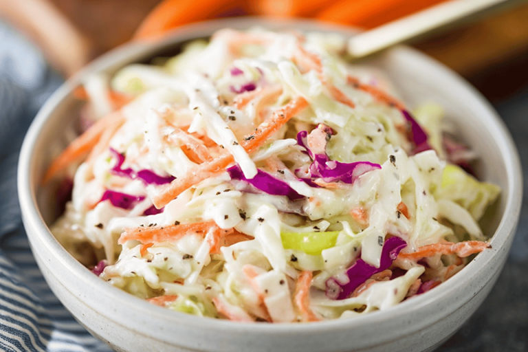 This easy coleslaw is a crowd-pleaser for any gathering! Perfectly crunchy and creamy! 🥬🥕🥗