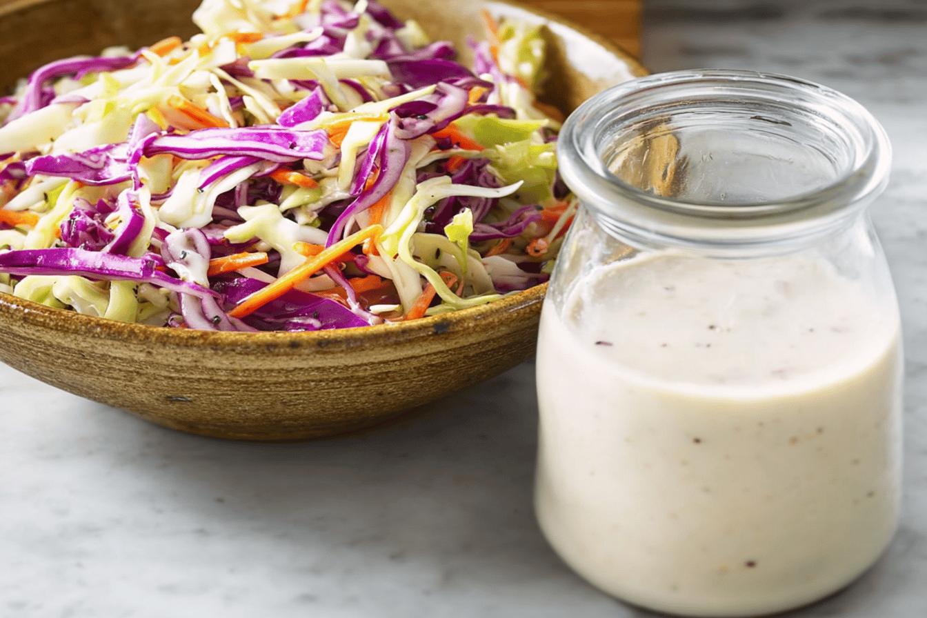 Discover the perfect creamy and tangy coleslaw dressing! It's quick and easy to make. 🥗😋