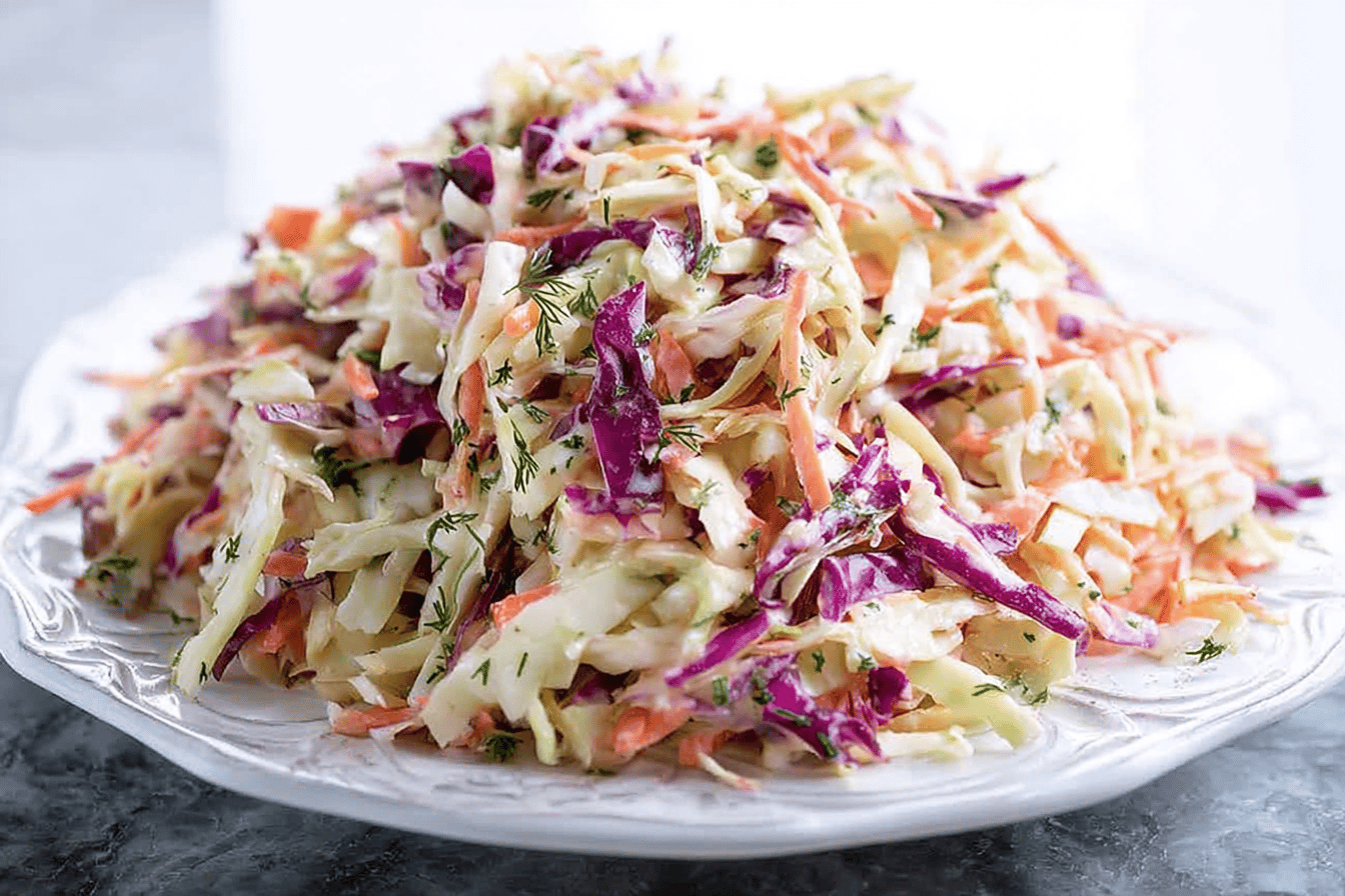 Discover the secret to a creamy coleslaw that’s perfect for any gathering! 🥗🌟