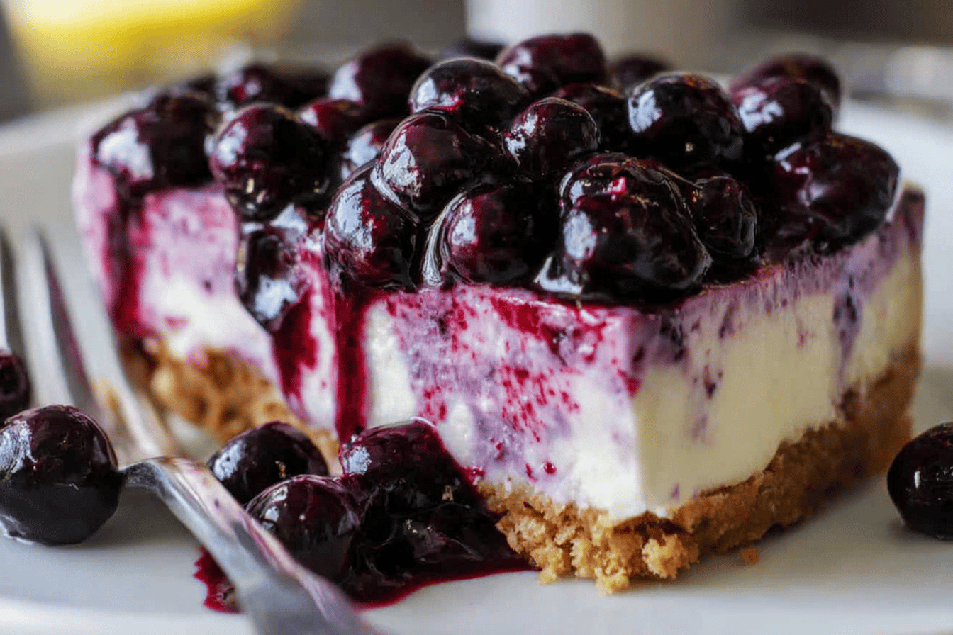 Indulge in this creamy, no-bake blueberry cheesecake that is sure to impress! 🍰💙