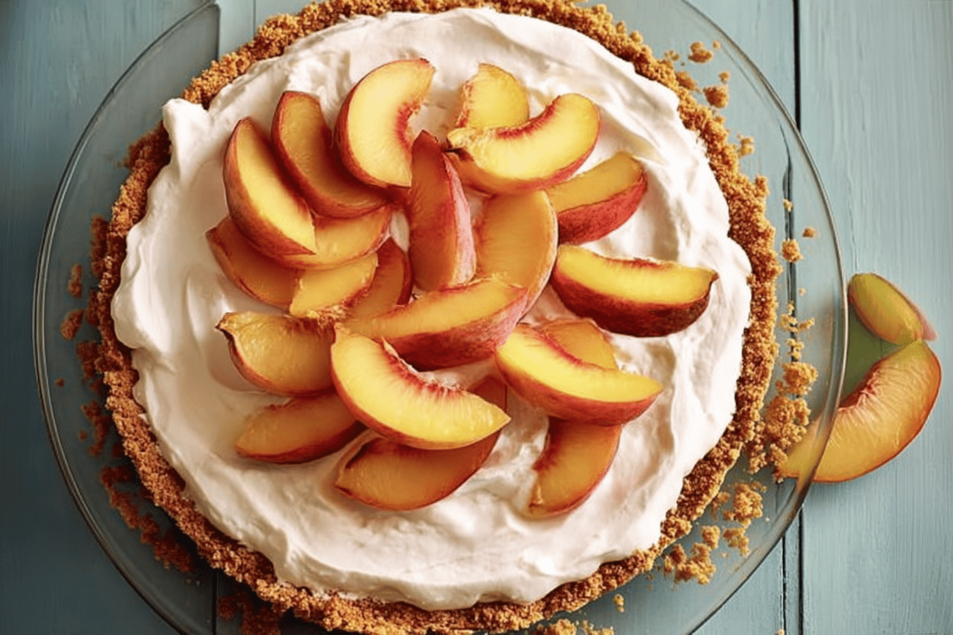 No Bake Peaches & Cream Pie
