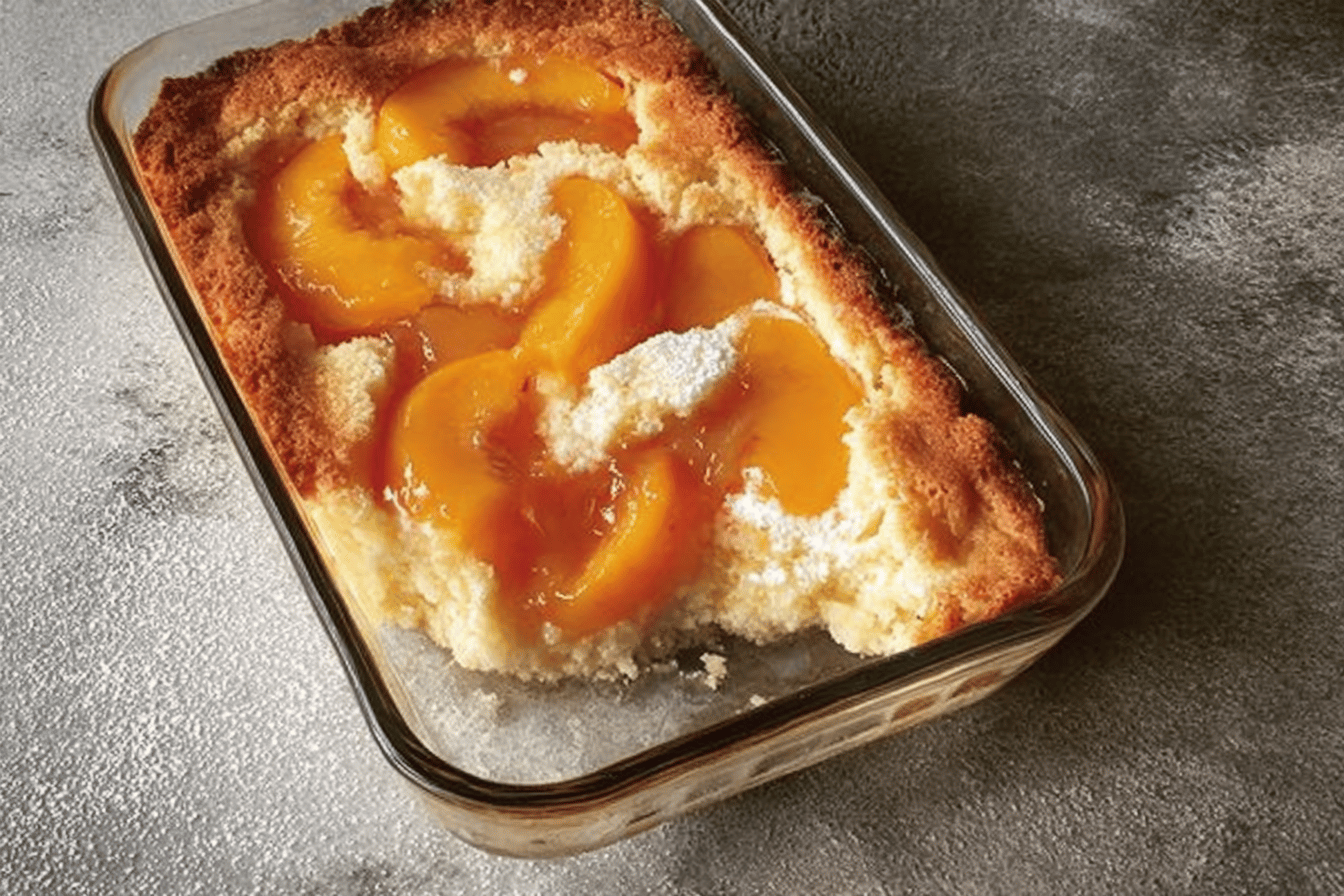 This peach cobbler is a sweet, comforting treat that's easy to make with canned peaches! 🍑❤️