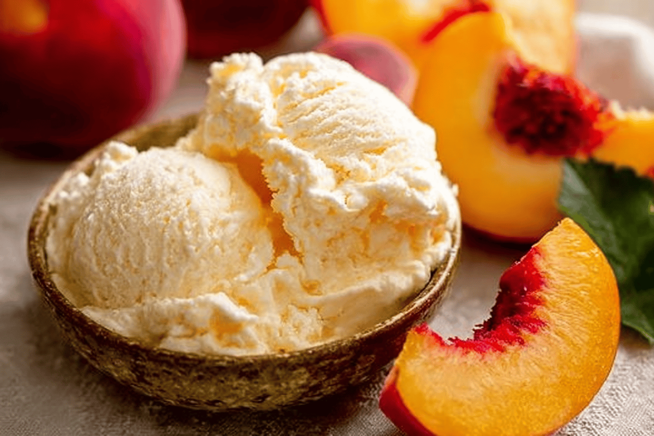 Indulge in the creamy, dreamy taste of homemade peach ice cream! 🍑🍦