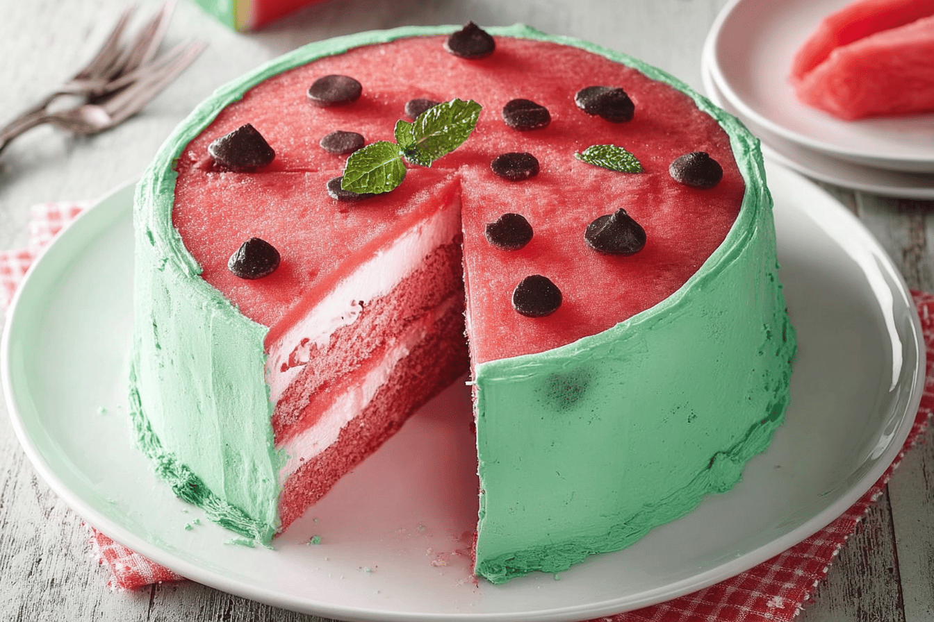 This simple yet stunning watermelon cake is perfect for celebrations! 🍉🎉