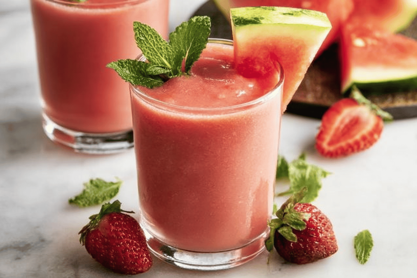 Stay cool this summer with a refreshing watermelon smoothie! Perfectly hydrating and delicious! 🍉🥤