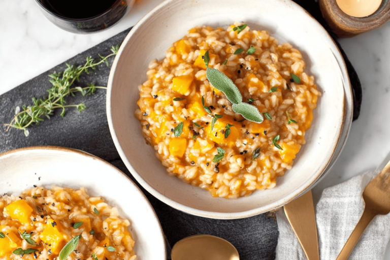 Indulge in this creamy butternut squash risotto, perfect for cozy evenings. 🍂💕