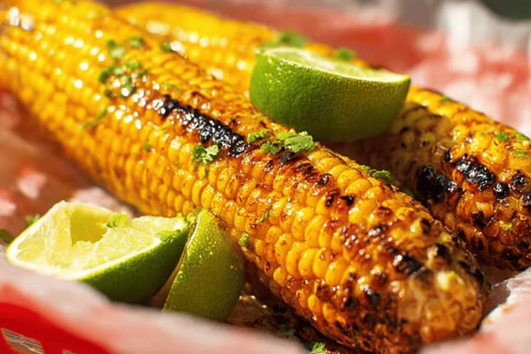 Enjoy sweet corn bursting with flavor from zesty chili-lime butter! Perfect for summer days! 🌽🔥