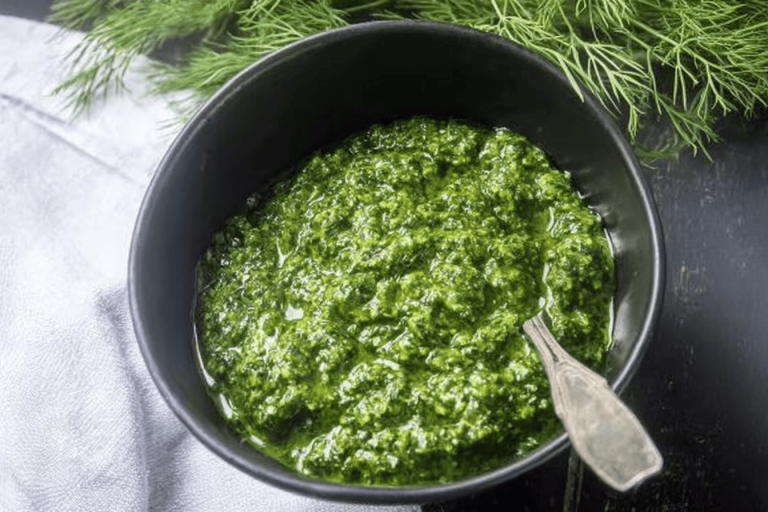 Try this refreshing and unique dairy-free dill pesto for a delicious twist on traditional recipes! 🌿🍋