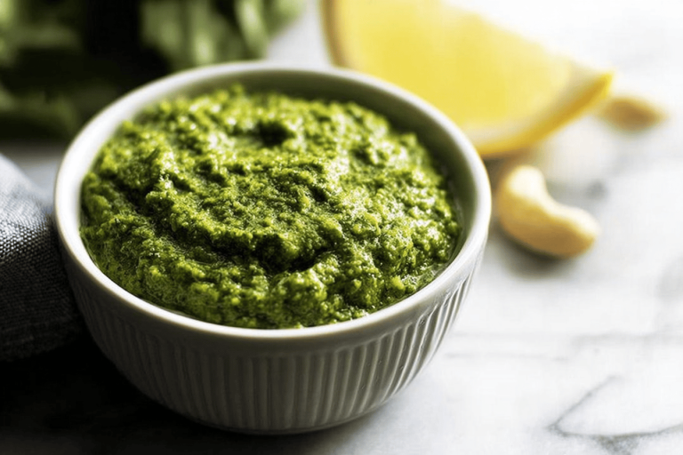 Whip up this delightful cashew pesto in just 5 minutes for a burst of fresh flavor! 🌱✨
