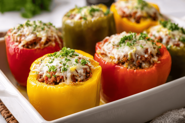 This Stuffed Peppers recipe is a family favorite, easy to make, and packed with flavor! 🍽️🌶️