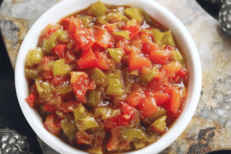 Discover this flavorful Green Chili Relish recipe that adds zest to any dish! 🌶️🍅