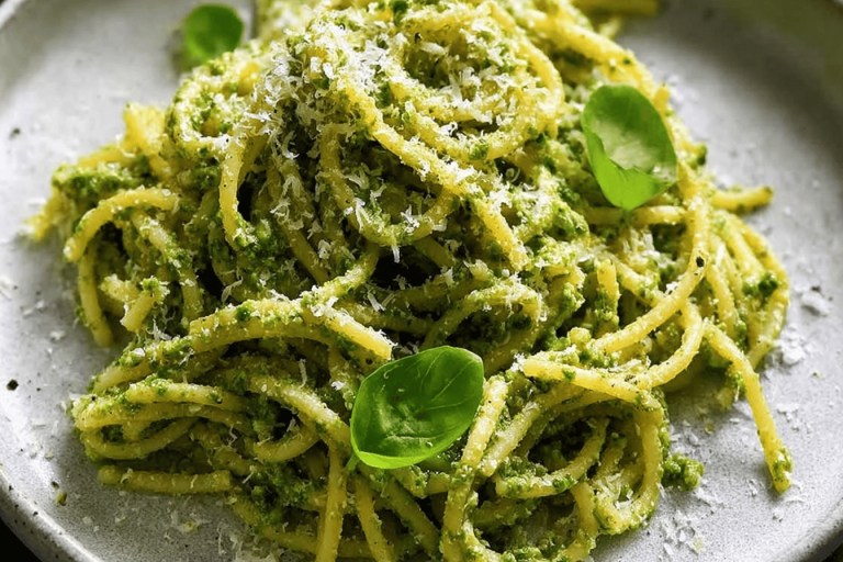 Discover the vibrant flavors of fresh basil and Parmigiano-Reggiano in this delicious pesto recipe! 🌿🧀.