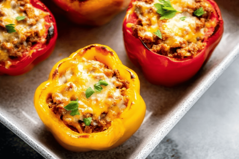 Enjoy a hearty family dinner with these delicious stuffed bell peppers! 🍽️🌶️
