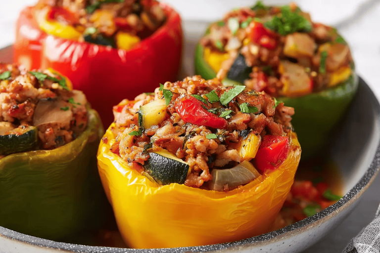 These stuffed peppers are a delicious and healthy dinner option that everyone will love! 🌶️🍗