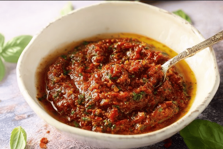 Discover the flavors of Italy with this vibrant Sun Dried Tomato Pesto Sauce! 🌿🍅