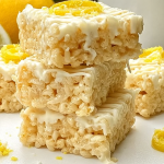 Delicious Lemon Rice Krispy Treats topped with lemon zest on a white plate.