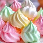Colorful Easy Jello Meringue Cookies with sprinkles and edible glitter on a white plate.