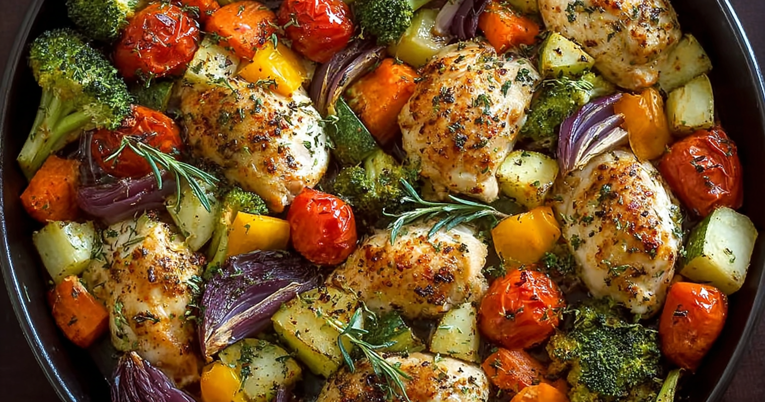 15-Minute Healthy Roasted Chicken and Veggies (One Pan)